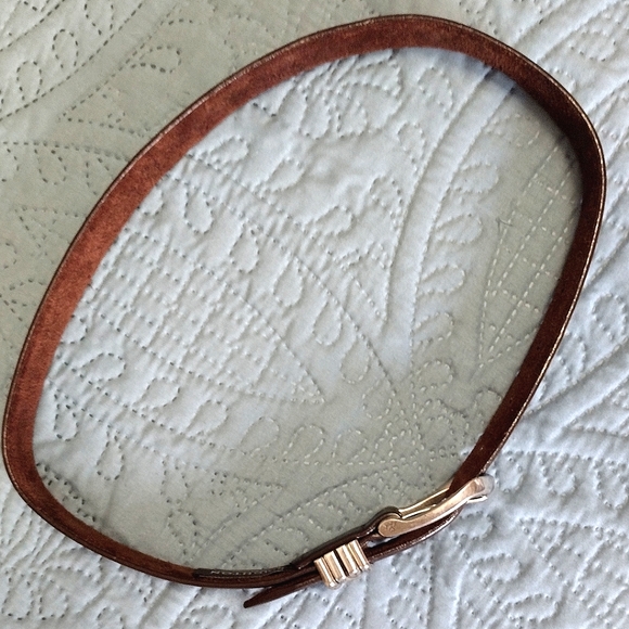 VTG 90's Brighton brown leather belt with engraved silver-tone buckle - Picture 4 of 13